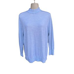 Moth Anthropologie Wool Mock Neck Sweater Pastel Blue Size Large NWT